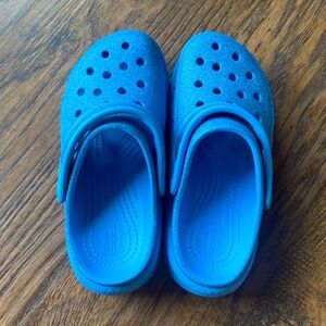 COPY - Sparkly blue platform Crocs.